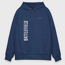 Толстовка оверсайз мужская BATTLEFIELD 2042 БЕЛЫЙ ЛОГОТИП, цвет: тёмно-синий