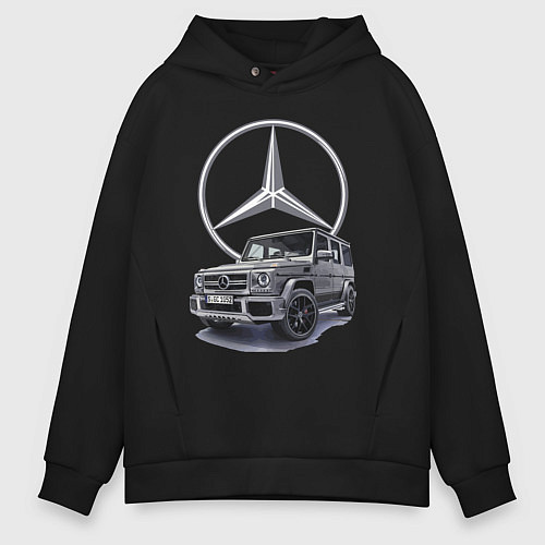 Мужское худи оверсайз Mercedes Gelendwagen G63 AMG G-class G400d / Черный – фото 1