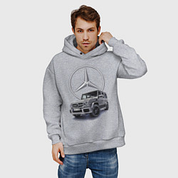 Толстовка оверсайз мужская Mercedes Gelendwagen G63 AMG G-class G400d, цвет: меланж — фото 2
