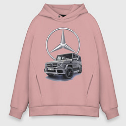 Толстовка оверсайз мужская Mercedes Gelendwagen G63 AMG G-class G400d, цвет: пыльно-розовый