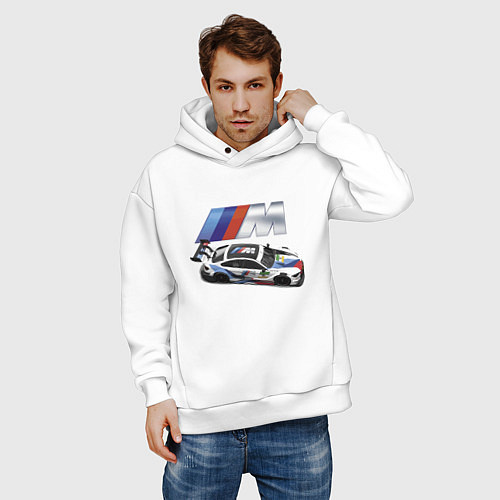 Мужское худи оверсайз BMW Great Racing Team / Белый – фото 3