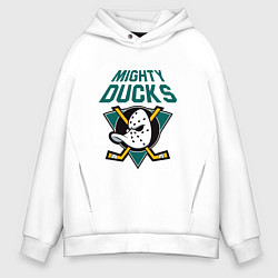 Толстовка оверсайз мужская Анахайм Дакс, Mighty Ducks, цвет: белый