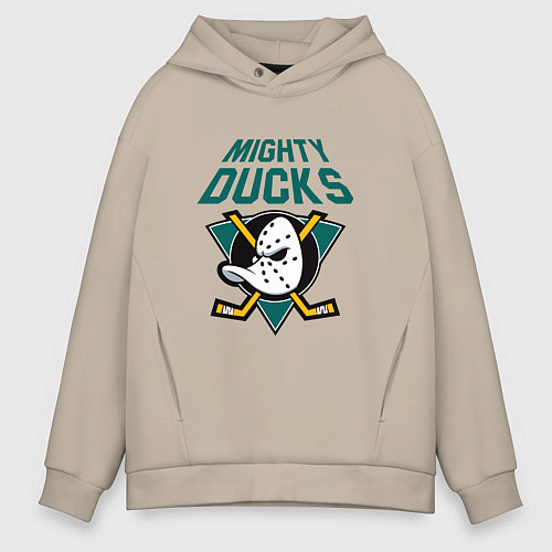 Мужское худи оверсайз Анахайм Дакс, Mighty Ducks / Миндальный – фото 1