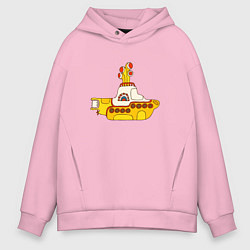 Толстовка оверсайз мужская The Beatles Yellow Submarine в дудл стиле, цвет: светло-розовый