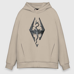Толстовка оверсайз мужская СКАЙРИМ ЛОГО SKYRIM LOGO, цвет: миндальный
