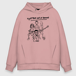 Толстовка оверсайз мужская Арт на группу System of a Down, цвет: пыльно-розовый
