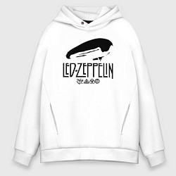 Толстовка оверсайз мужская Дирижабль Led Zeppelin с лого участников, цвет: белый