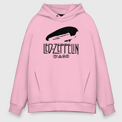 Толстовка оверсайз мужская Дирижабль Led Zeppelin с лого участников, цвет: светло-розовый