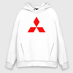 Толстовка оверсайз мужская MITSUBISHI МИЦУБИСИ МИТСУБИСИ МИЦУБИШИ LOGO STYLE, цвет: белый