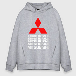 Толстовка оверсайз мужская MITSUBISHI МИЦУБИСИ МИТСУБИСИ МИЦУБИШИ LOGO STYLE, цвет: меланж