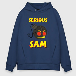Толстовка оверсайз мужская Serious Sam Bomb Logo, цвет: тёмно-синий
