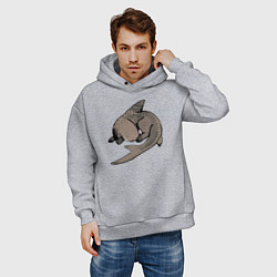Толстовка оверсайз мужская Спящая акула, цвет: меланж — фото 2
