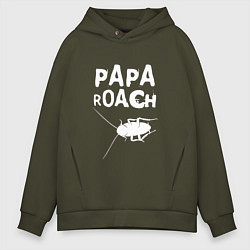Толстовка оверсайз мужская Papa roach Таракан, цвет: хаки