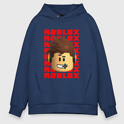 Толстовка оверсайз мужская ROBLOX RED LOGO LEGO FACE, цвет: тёмно-синий