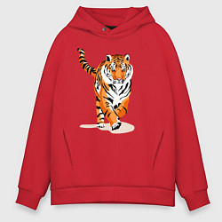 Толстовка оверсайз мужская Властный хозяин джунглей, цвет: красный