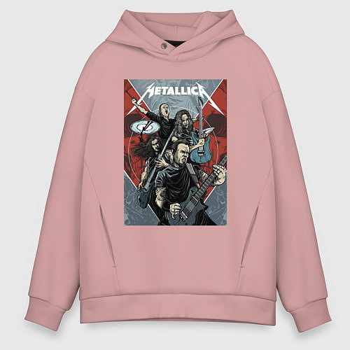 Мужское худи оверсайз Metallica - cool dudes! / Пыльно-розовый – фото 1