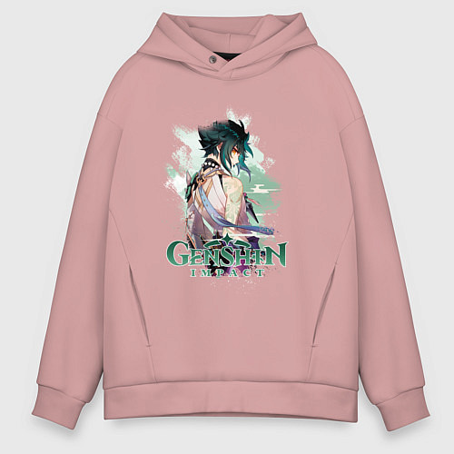 Мужское худи оверсайз Сяо Xiao Genshin Impact / Пыльно-розовый – фото 1
