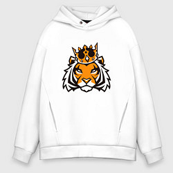 Толстовка оверсайз мужская Тигр в короне Tiger in crown, цвет: белый