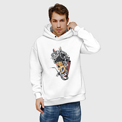 Толстовка оверсайз мужская Плоть и метал, цвет: белый — фото 2