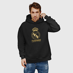 Толстовка оверсайз мужская Real Madrid gold logo, цвет: черный — фото 2