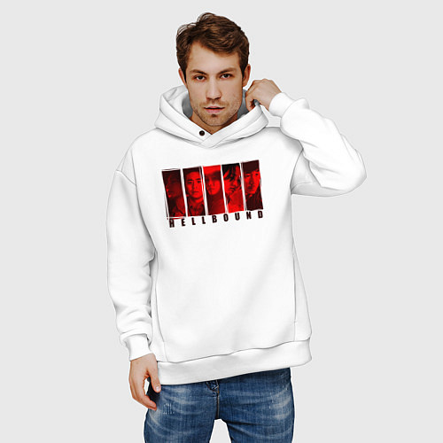 Мужское худи оверсайз Персонажи hellbound / Белый – фото 3