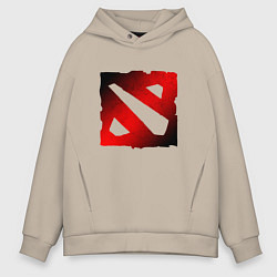 Толстовка оверсайз мужская ЧЁРНО КРАСНОЕ ЛОГО ДОТА 2 DOTA 2 LOGO, цвет: миндальный