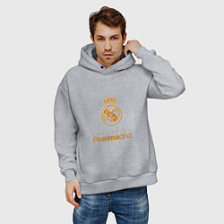 Толстовка оверсайз мужская Real Madrid Logo, цвет: меланж — фото 2