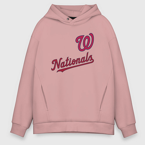 Мужское худи оверсайз Washington Nationals - baseball team! / Пыльно-розовый – фото 1