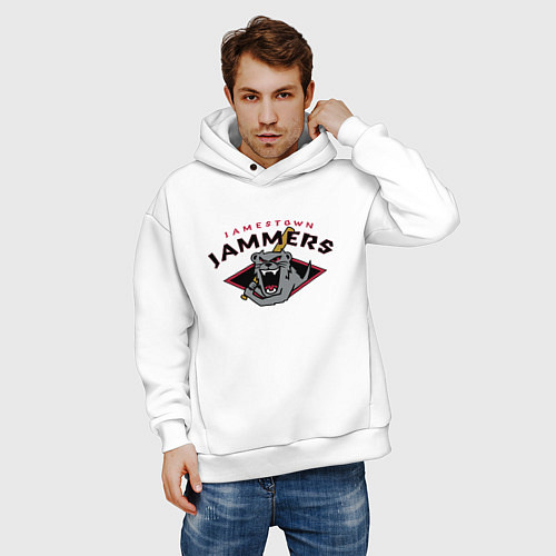 Мужское худи оверсайз Jamestown Jammers - baseball team / Белый – фото 3