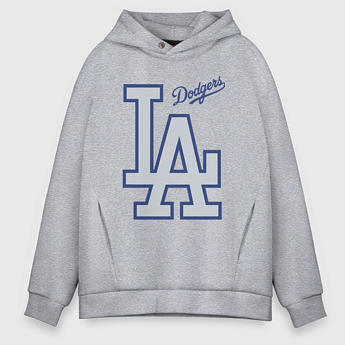 Мужское худи оверсайз Los Angeles Dodgers - baseball team / Меланж – фото 1