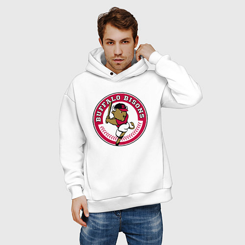 Мужское худи оверсайз Buffalo Bisons - baseball team / Белый – фото 3