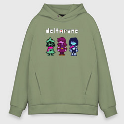 Толстовка оверсайз мужская Deltarune лого персонажи, цвет: авокадо