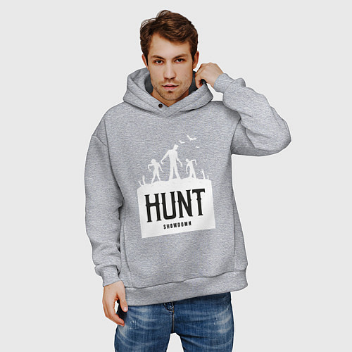 Мужское худи оверсайз Выходим на охоту / Меланж – фото 3