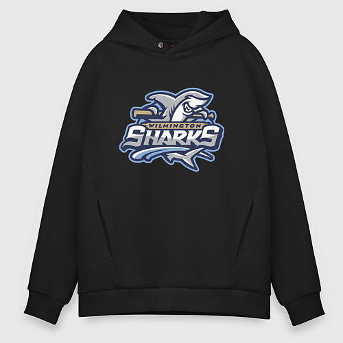 Мужское худи оверсайз Wilmington sharks -baseball team / Черный – фото 1