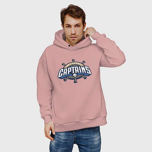 Мужское худи оверсайз Lake County Captains - baseball team / Пыльно-розовый – фото 3