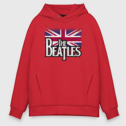 Толстовка оверсайз мужская The Beatles Great Britain Битлз, цвет: красный