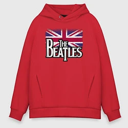 Толстовка оверсайз мужская The Beatles Great Britain Битлз, цвет: красный