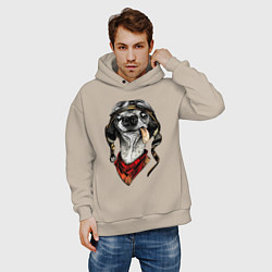 Толстовка оверсайз мужская Biker dog, цвет: миндальный — фото 2