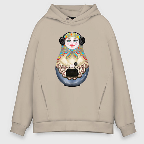 Мужское худи оверсайз Современная матрешка / Миндальный – фото 1