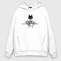 Толстовка оверсайз мужская Stray: Black Logo, цвет: белый