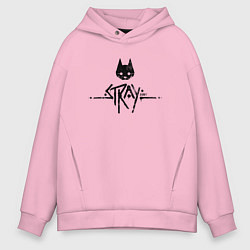 Толстовка оверсайз мужская Stray: Black Logo, цвет: светло-розовый