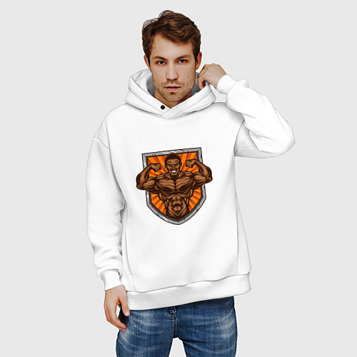 Мужское худи оверсайз Настоящий силач / Белый – фото 3