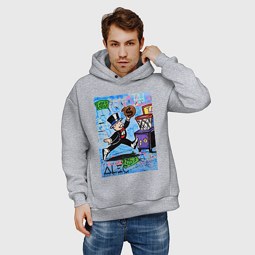 Мужское худи оверсайз Mr Monopoly Alec Monopoly / Меланж – фото 3