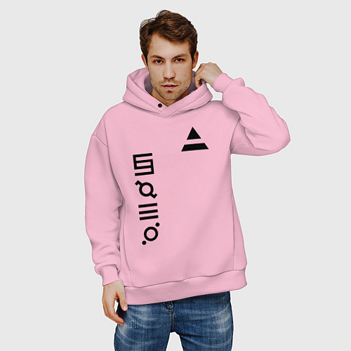 Мужское худи оверсайз 30 Seconds to Mars: До марса / Светло-розовый – фото 3