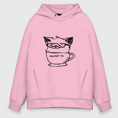 Мужское худи оверсайз Курсэд Кэтс двадцать семь / Светло-розовый – фото 1