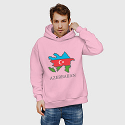 Толстовка оверсайз мужская Map Azerbaijan, цвет: светло-розовый — фото 2