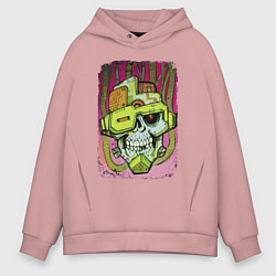 Толстовка оверсайз мужская Cyber skull 2022, цвет: пыльно-розовый