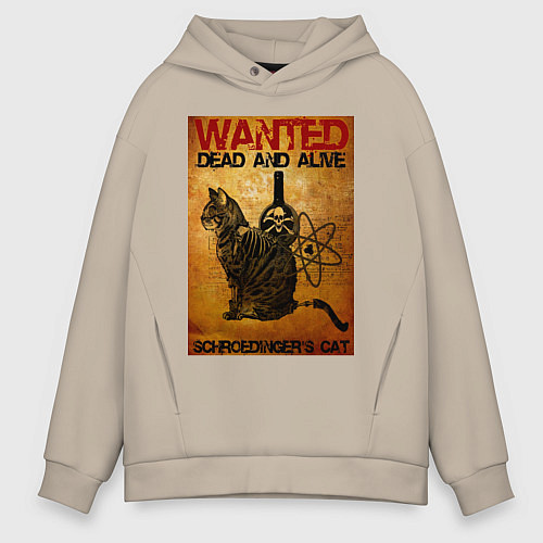 Мужское худи оверсайз Разыскивается Кот / Миндальный – фото 1