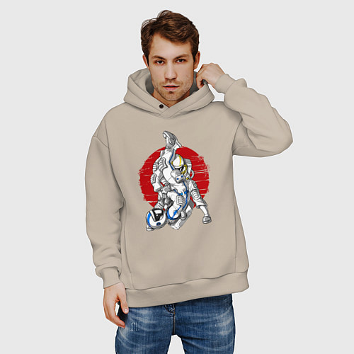 Мужское худи оверсайз Боевые искусства космонавтов / Миндальный – фото 3