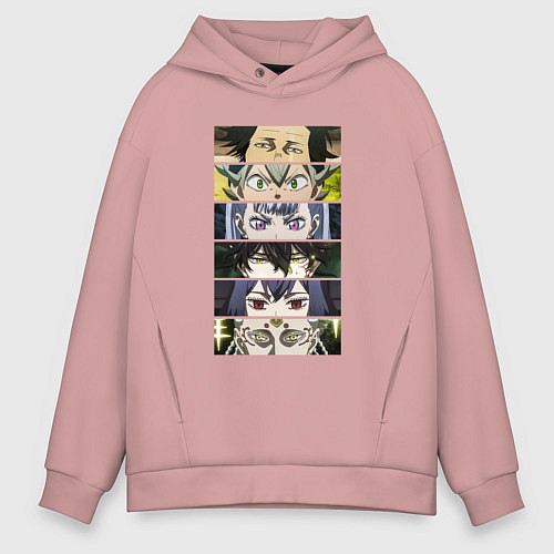 Мужское худи оверсайз Чнерный Клевер Black Clover, персонажи / Пыльно-розовый – фото 1